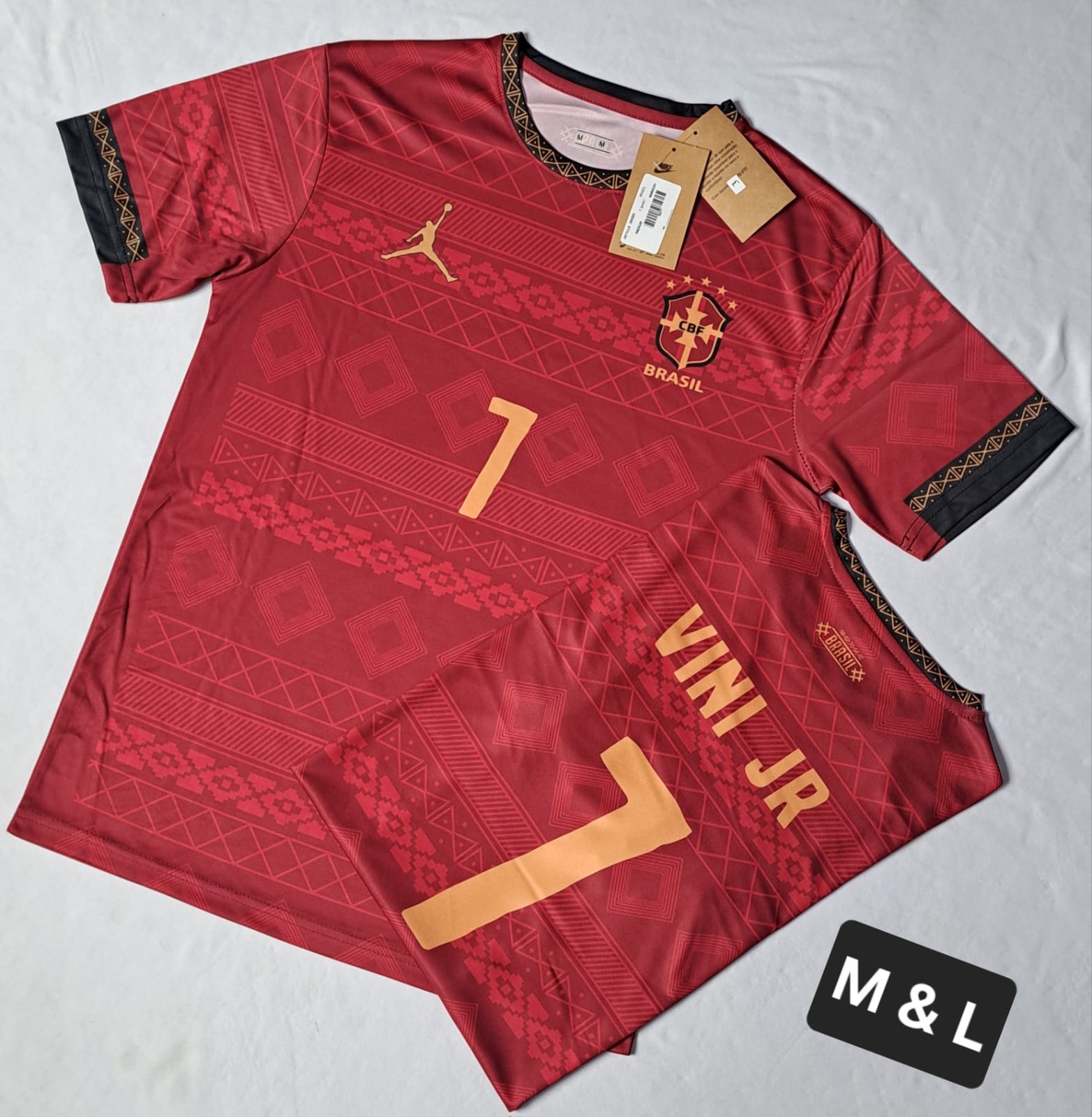 BRAZIL RETRO MEHROON VINI JR T SHIRT