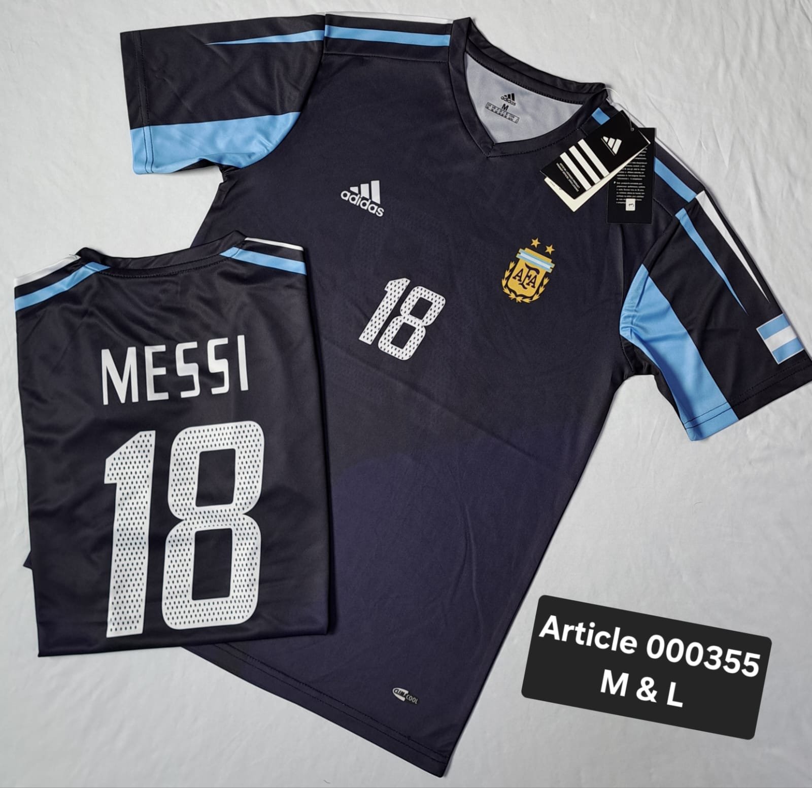 ARGENTINA RETRO MESSI 18 NAVY BLUE 000355 T SHIRT