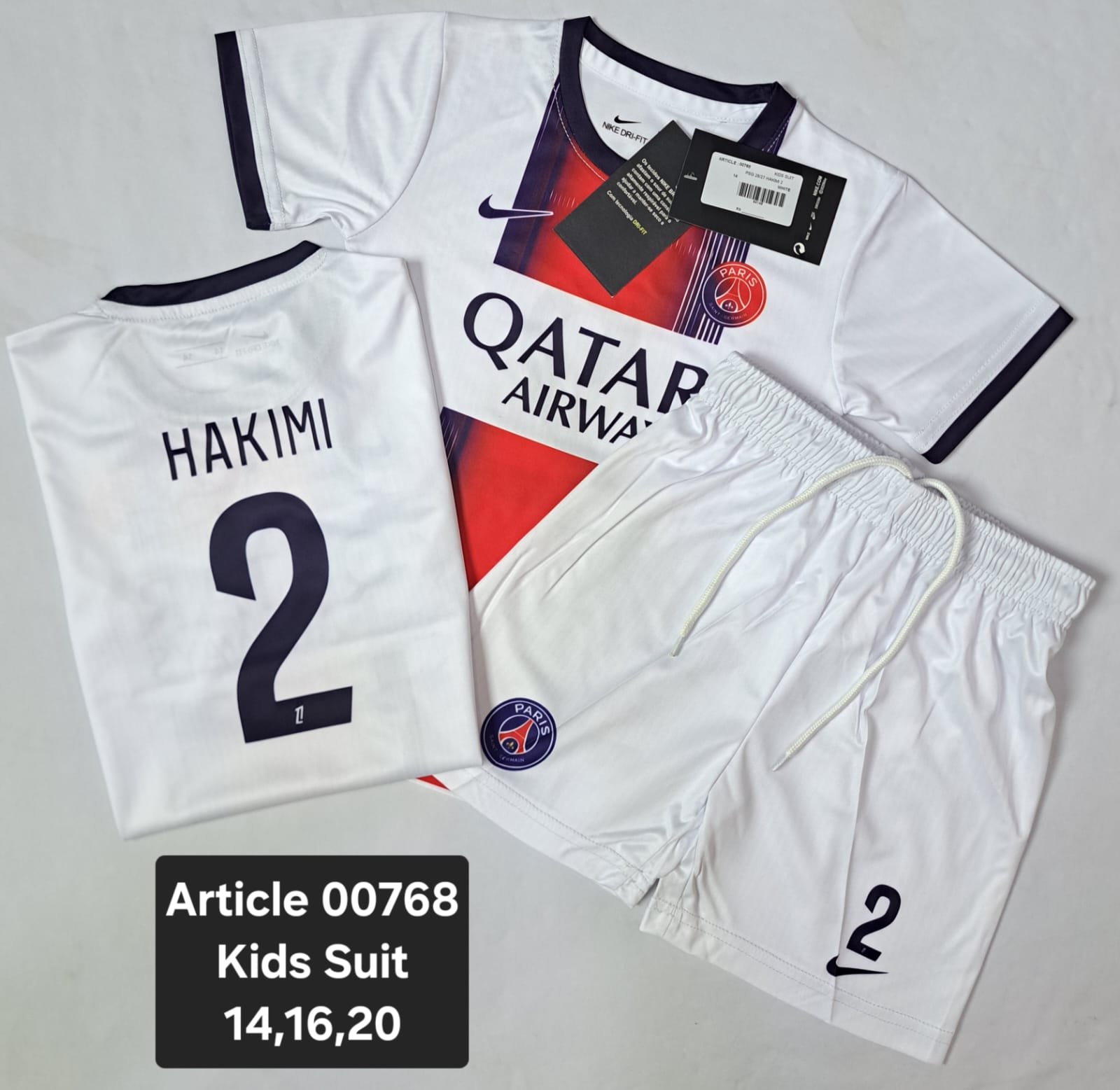 PSG White Kids Suit Player: Hakimi image 2
